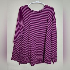 Chico's Zenergy Size 2 Purple Black Striped Long Sleeve Top Size 12 14